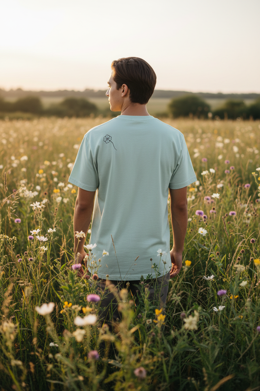 Clover Tee lifestyle – mint, back view
