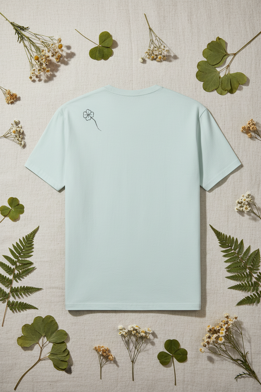Clover Tee flat-lay – mint