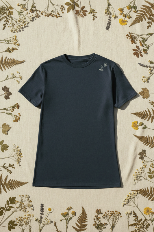 Wildflower Slim — Navy flat-lay full shirt